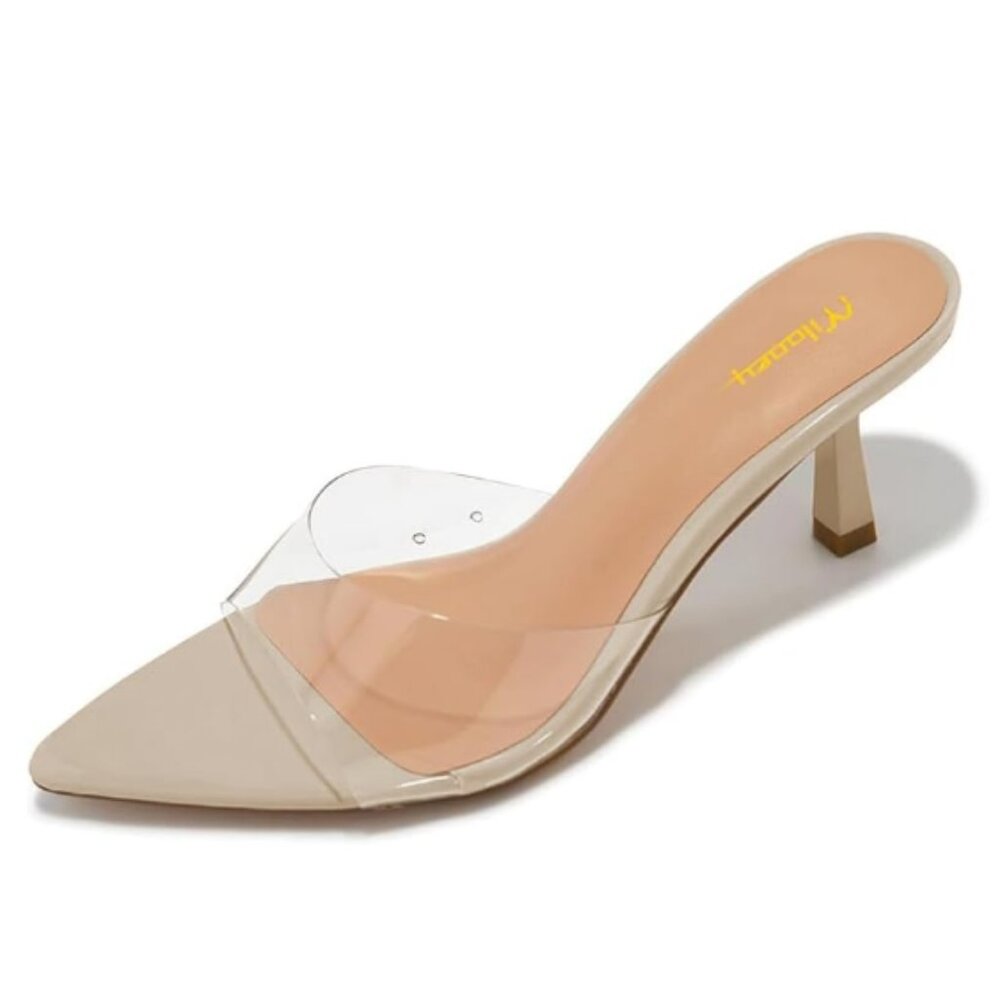 Stylish Nude Heels with Transparent Strap